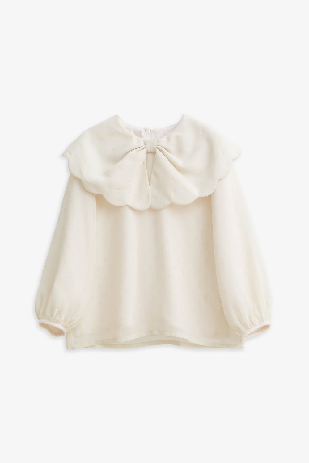 【予約商品】Luxuryコレクション:Winter Blossom ラメシフォン リボンカラー長袖ブラウス