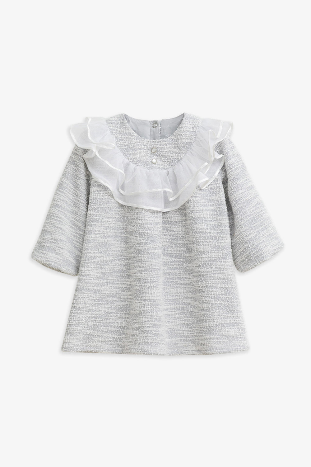 【予約商品】Luxuryコレクション:Beatrice ツイード ダブルフリルカラー長袖ワンピース