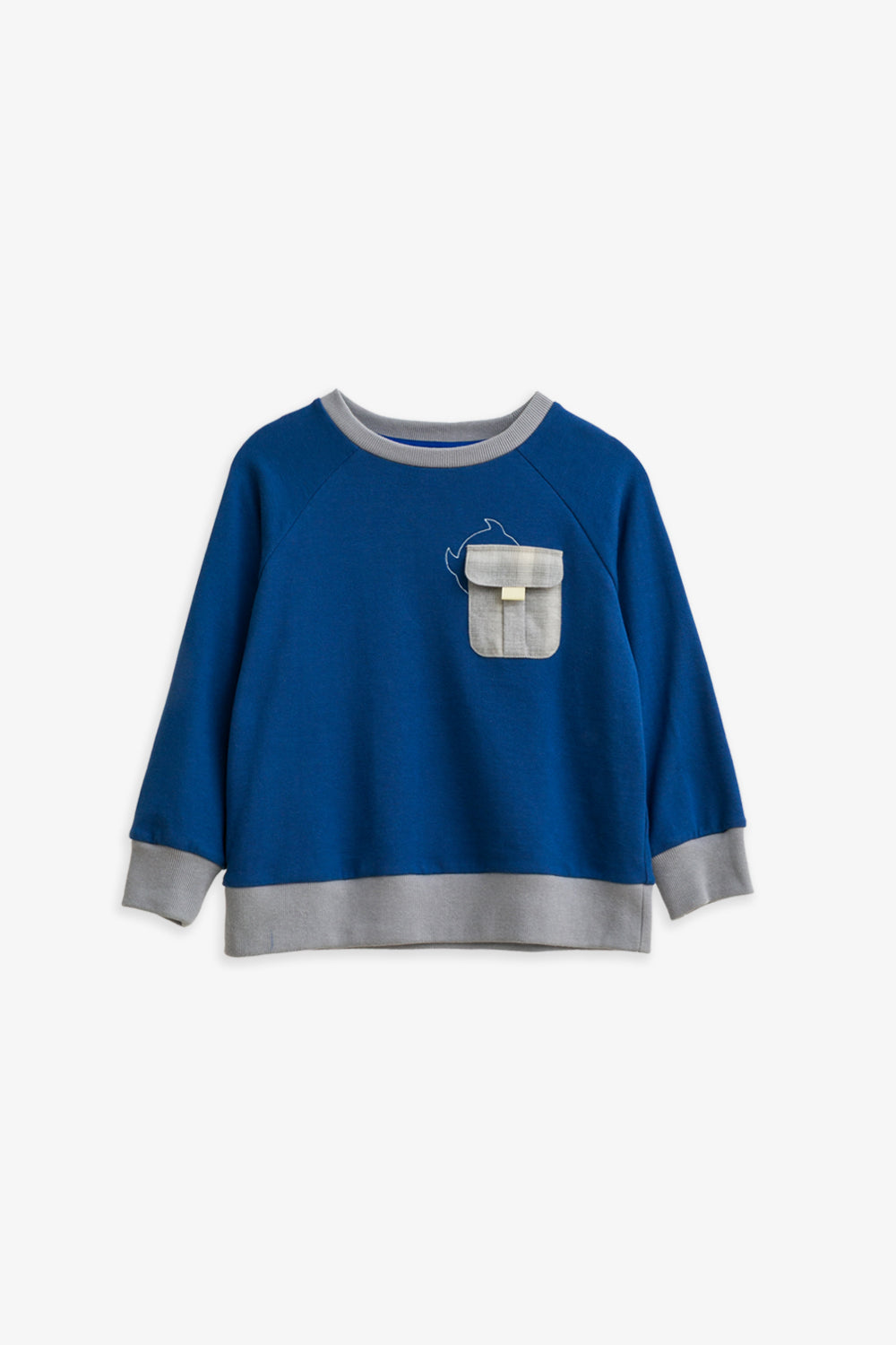 【予約商品】Mainコレクション:Finn スポーティー ポケット刺繍 オーガニックコットン長袖トップス