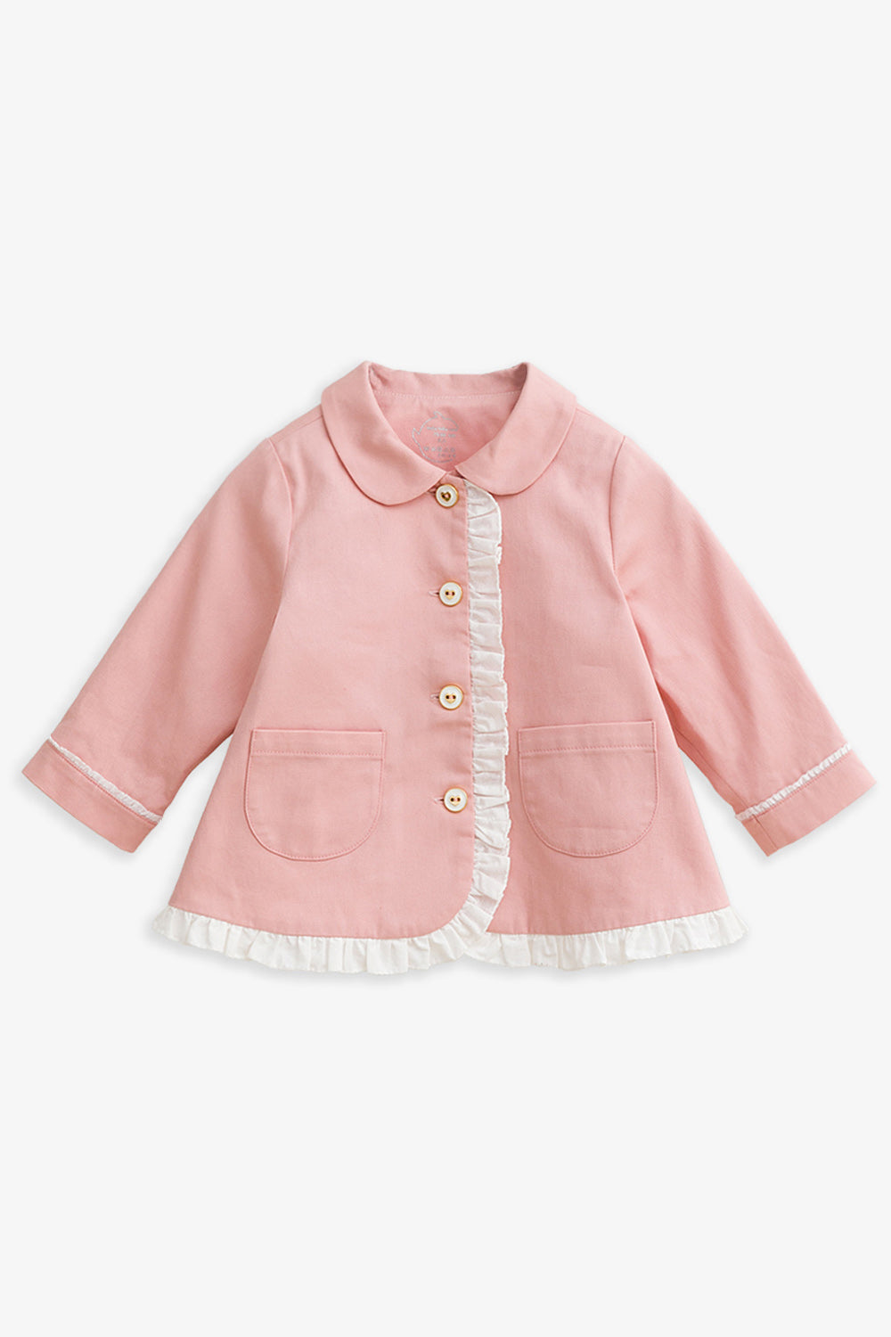 【予約商品】Mainコレクション:Elsie ラウンドカラー フリル切替 オーガニックコットン長袖ジャケット