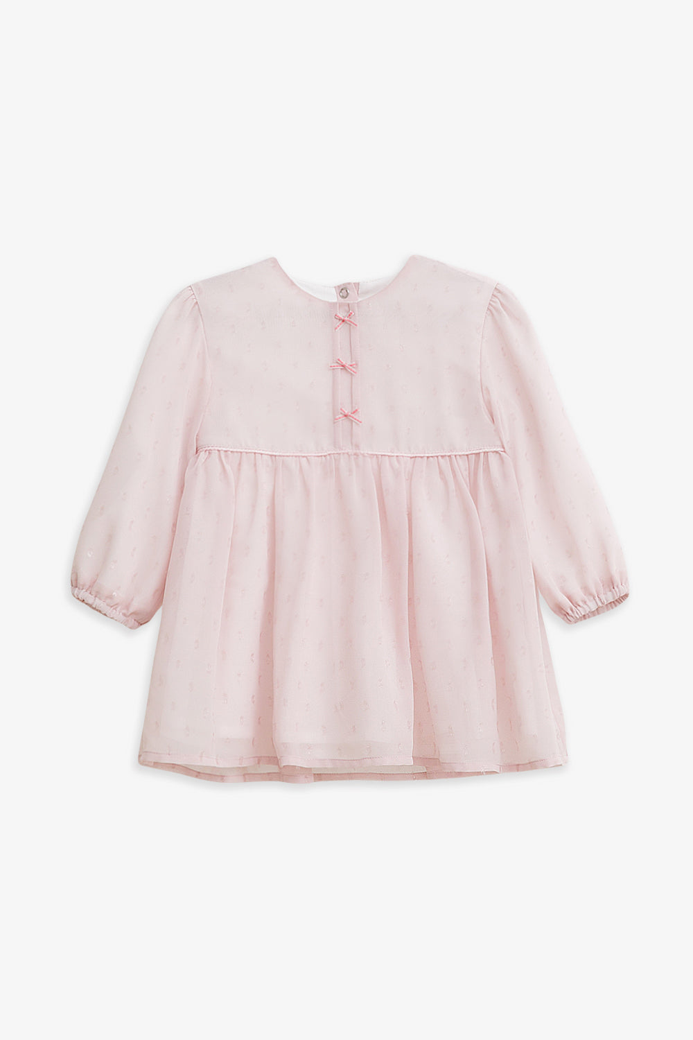 【予約商品】Luxuryコレクション:Cecilia Sparkle ラメシフォン ギャザーリボン長袖ワンピース