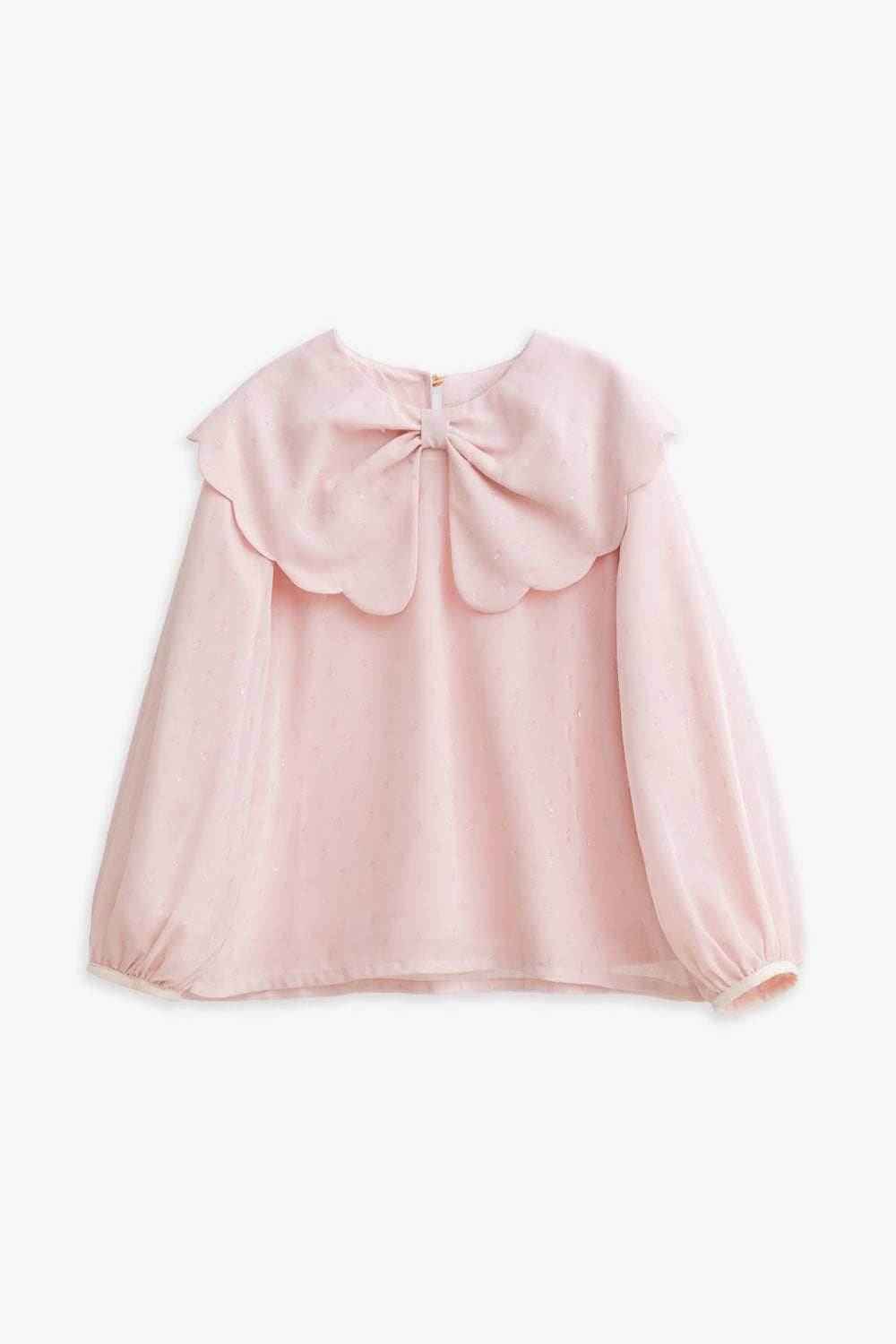 【予約商品】Luxuryコレクション:Winter Blossom ラメシフォン リボンカラー長袖ブラウス