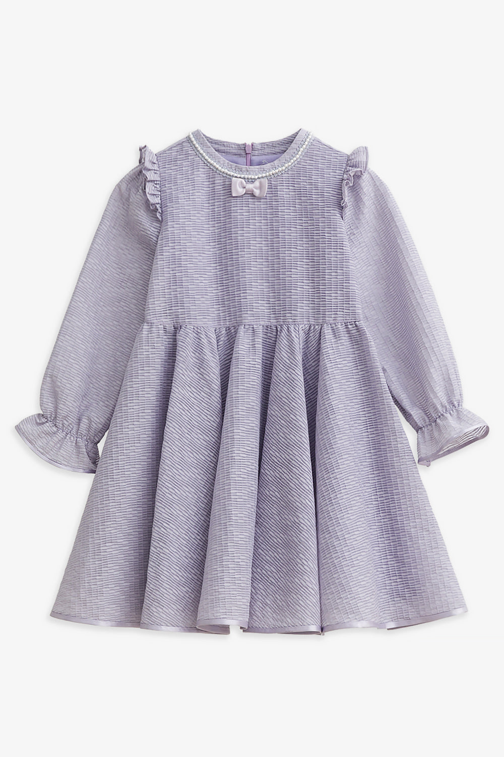 【予約商品】Luxuryコレクション:Elara パールテープ フレア長袖ワンピース