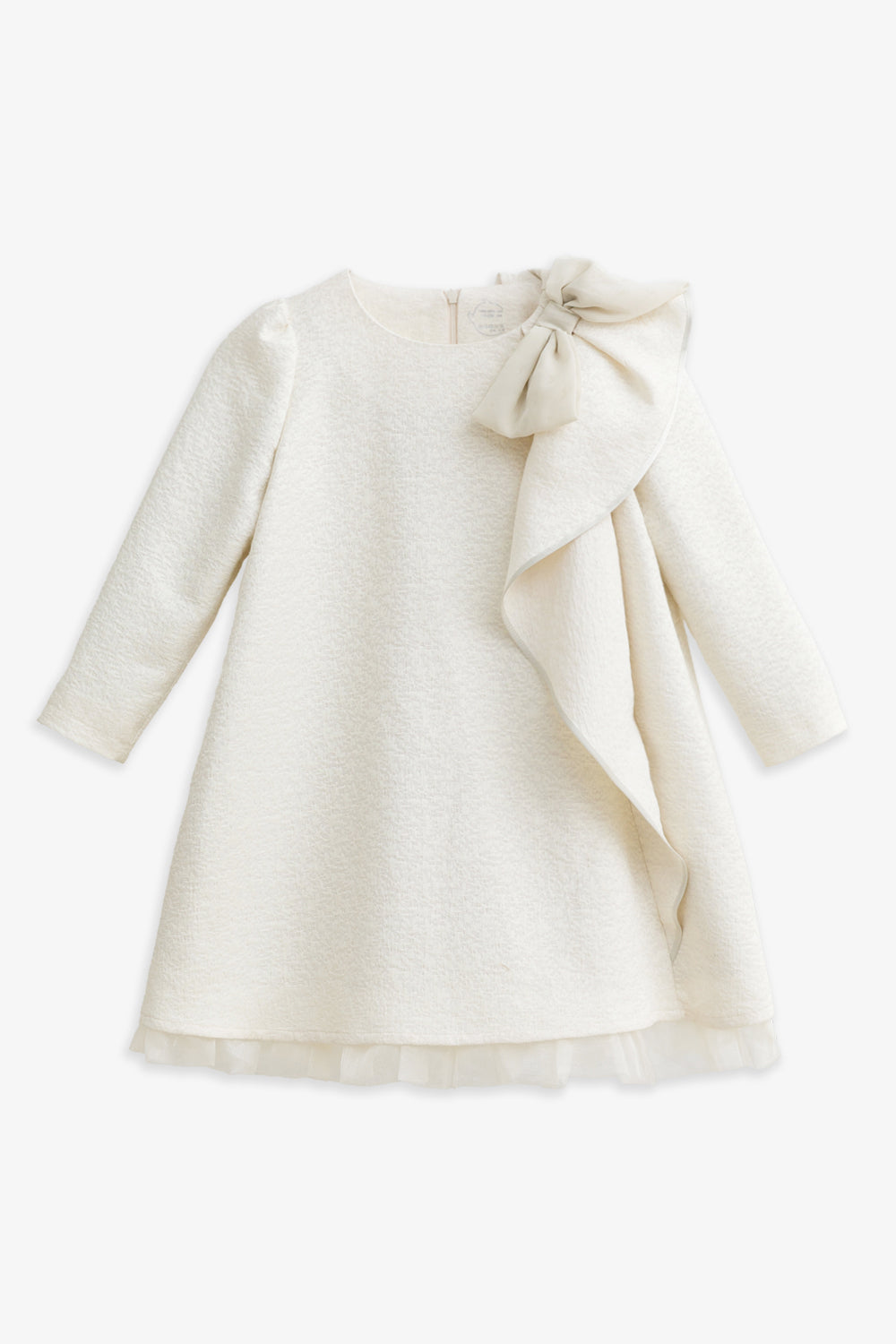 【予約商品】Luxuryコレクション:Opal ラメグリッター リボン ラッフルオーガンジー長袖ワンピース
