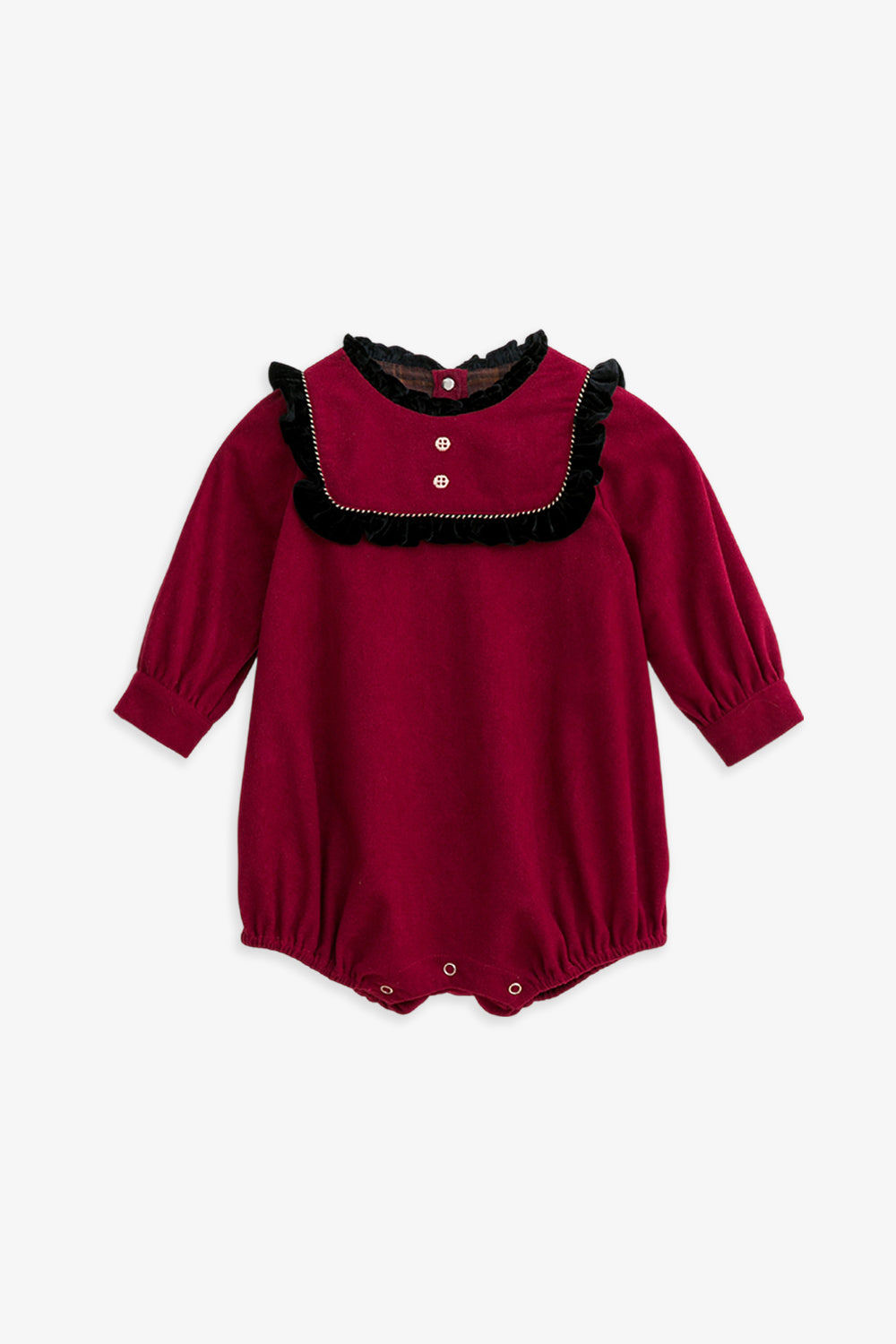 【予約商品】Luxuryコレクション:Winter Tale ベロア フリルカラー 長袖カバーオール