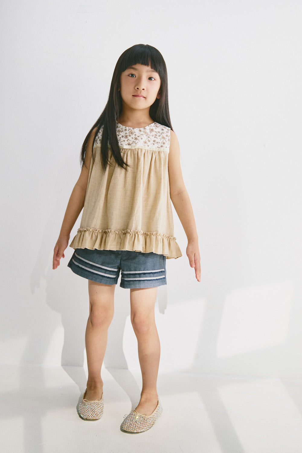 【予約商品】Luxury コレクション:Petit フラワープリントノースリーブトップス