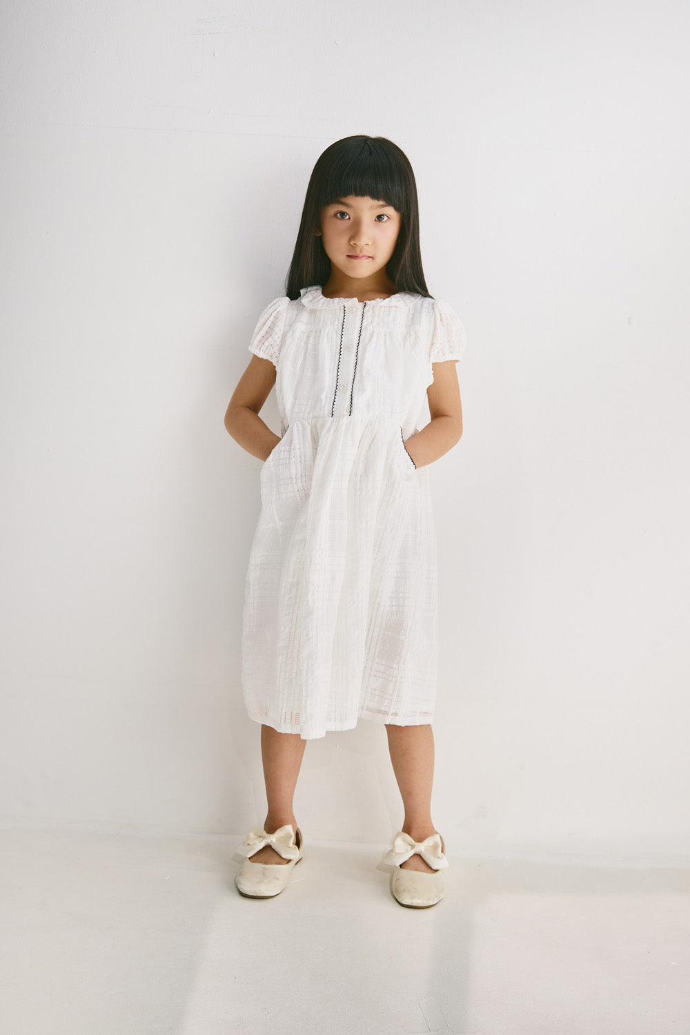 【予約商品】Luxury コレクション:Cotton Breeze コットンリネン混フリルワンピース