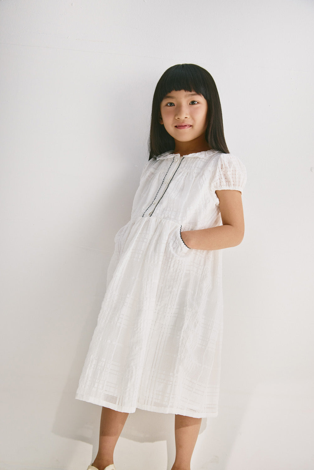 【予約商品】Luxury コレクション:Cotton Breeze コットンリネン混フリルワンピース