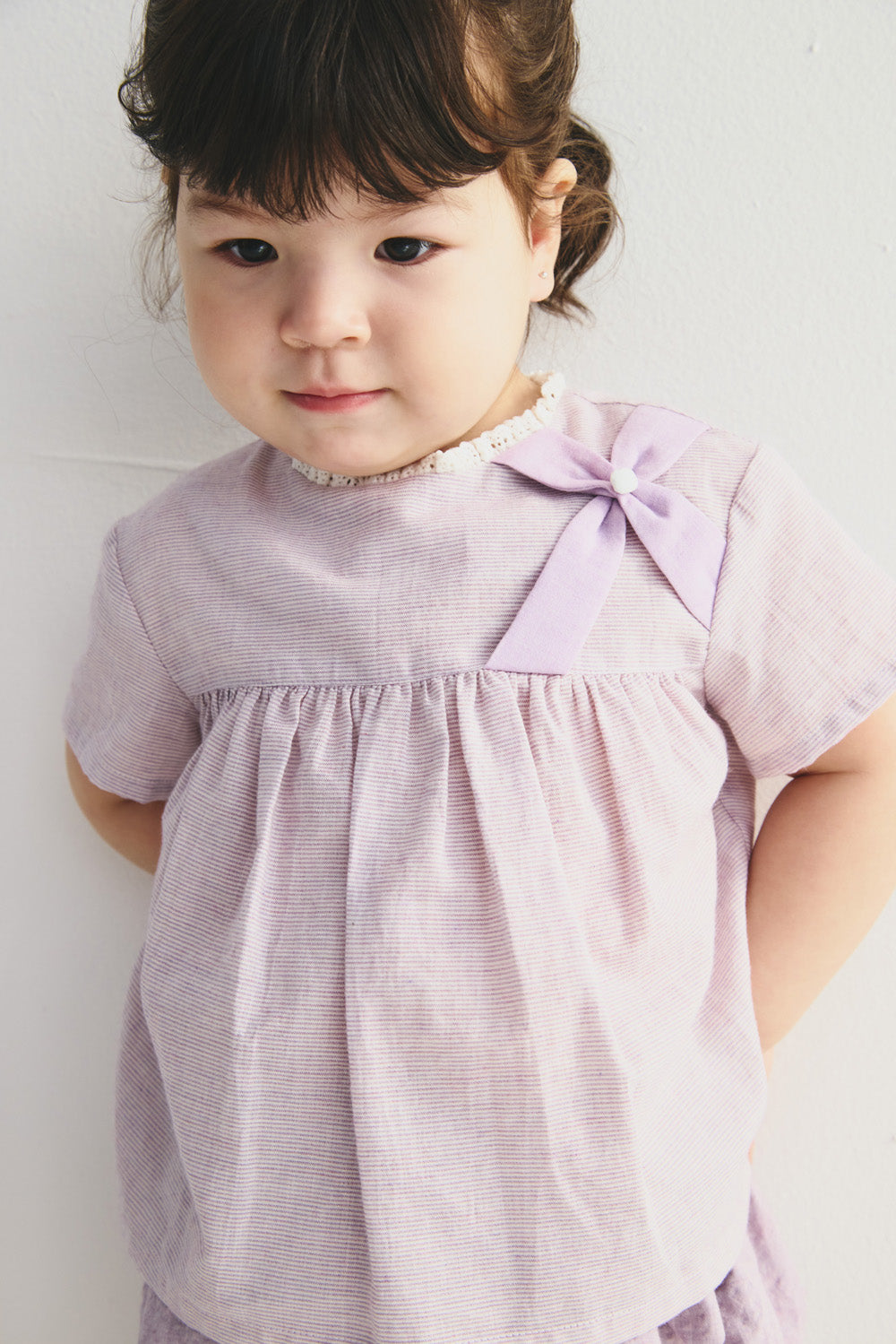 【予約商品】Main コレクション:Papillon レーススタンドカラートップス