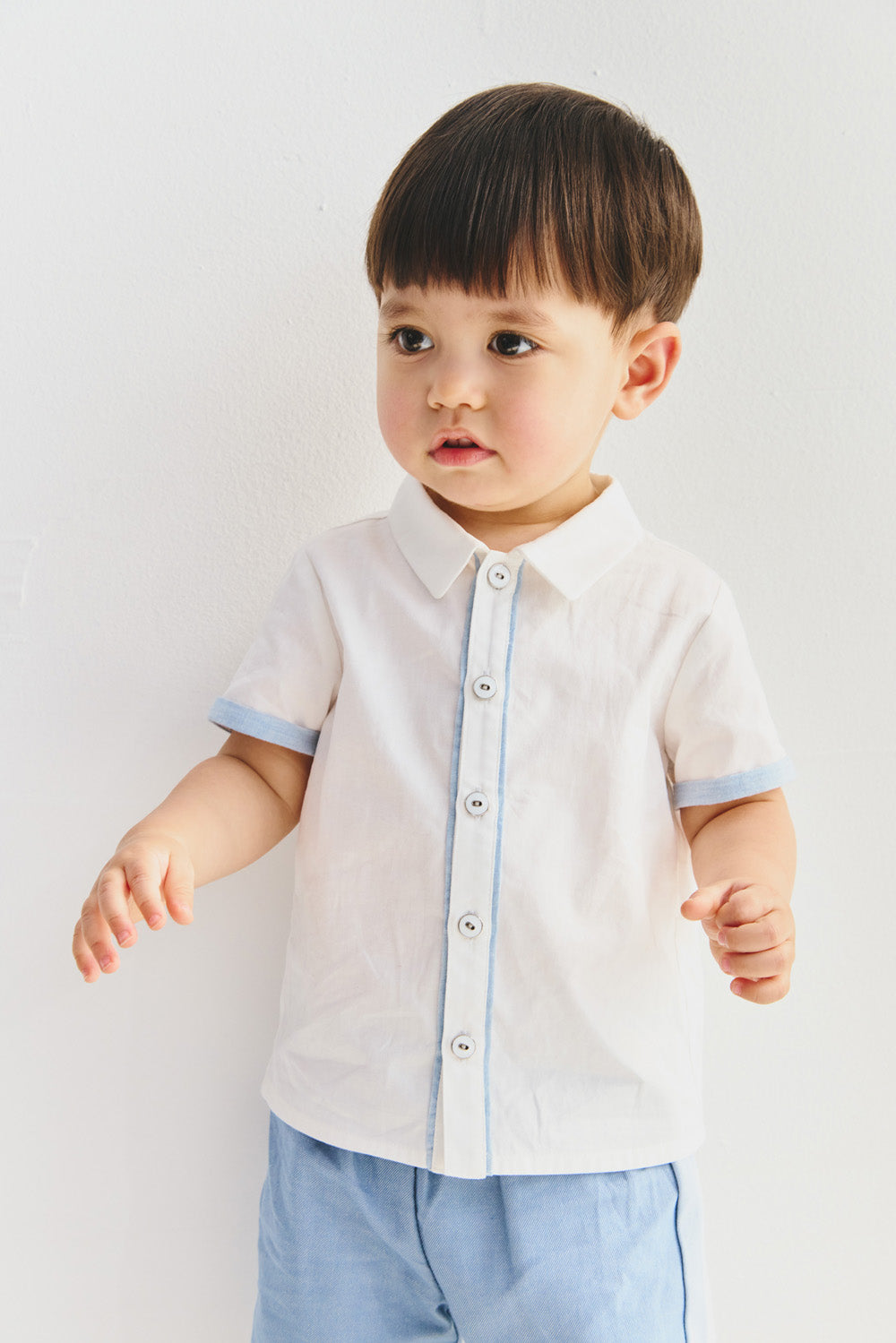 【予約商品】Main コレクション:Atelier Pintuck ピンタックカラーブロックシャツ