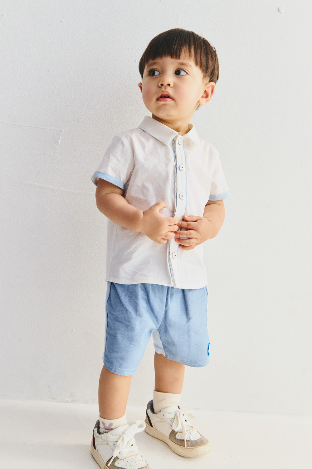 【予約商品】Main コレクション:Atelier Pintuck ピンタックカラーブロックシャツ