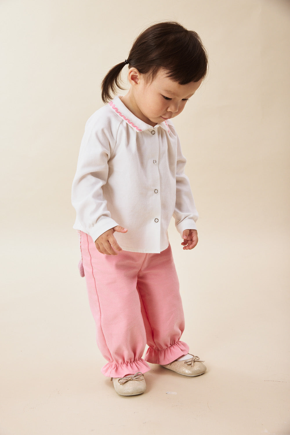 【予約商品】Mainコレクション:Elsie Bunny 裾フリル オーガニックコットン ロングパンツ