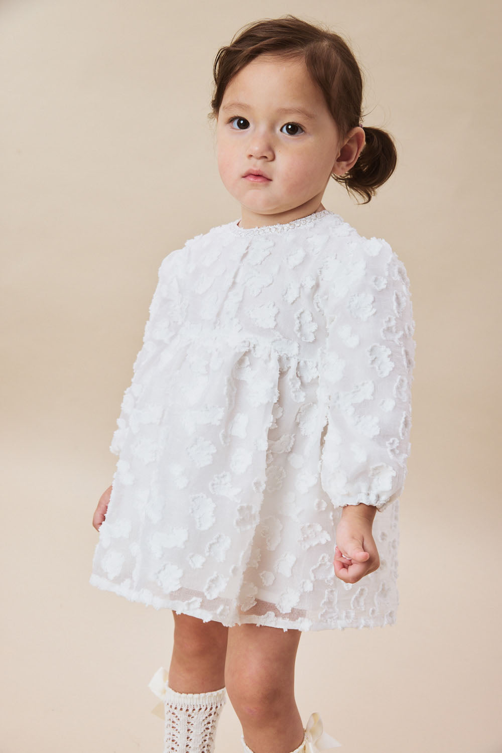 【予約商品】Luxuryコレクション:Daisy Cloud 雲柄ジャカード ふんわり長袖ワンピース