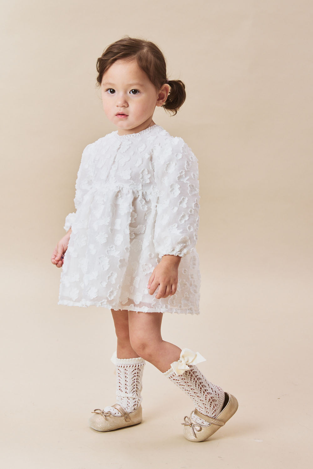 【予約商品】Luxuryコレクション:Daisy Cloud 雲柄ジャカード ふんわり長袖ワンピース