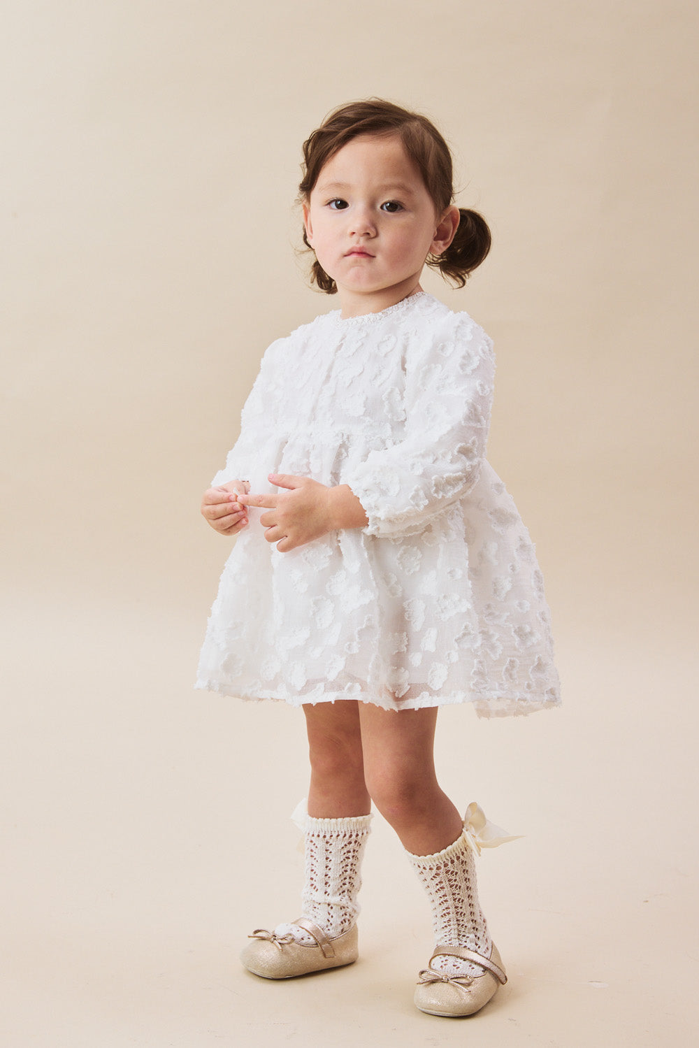 【予約商品】Luxuryコレクション:Daisy Cloud 雲柄ジャカード ふんわり長袖ワンピース