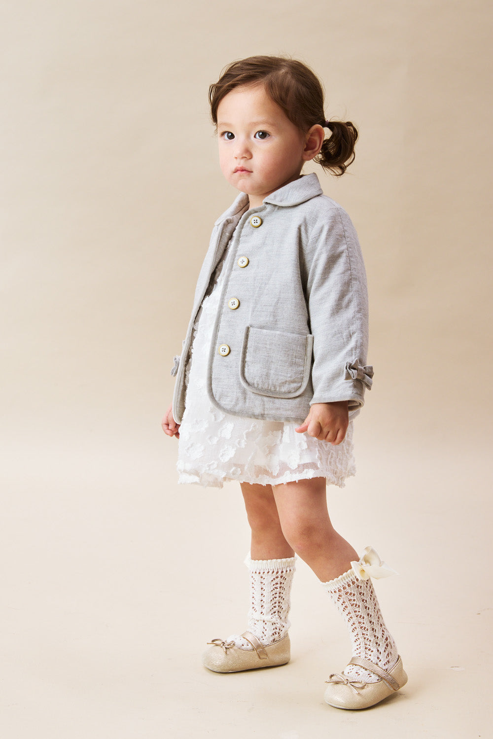 【予約商品】Mainコレクション:Rosie ラウンドカラー リボン 中綿ジャケット