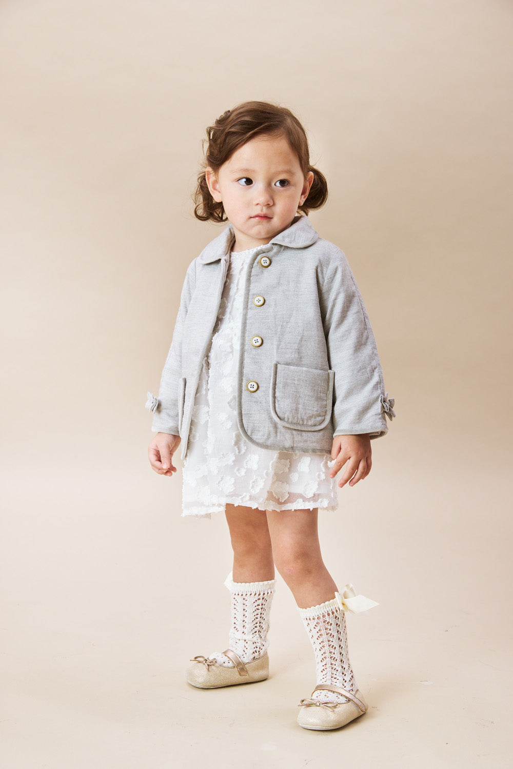 【予約商品】Mainコレクション:Rosie ラウンドカラー リボン 中綿ジャケット