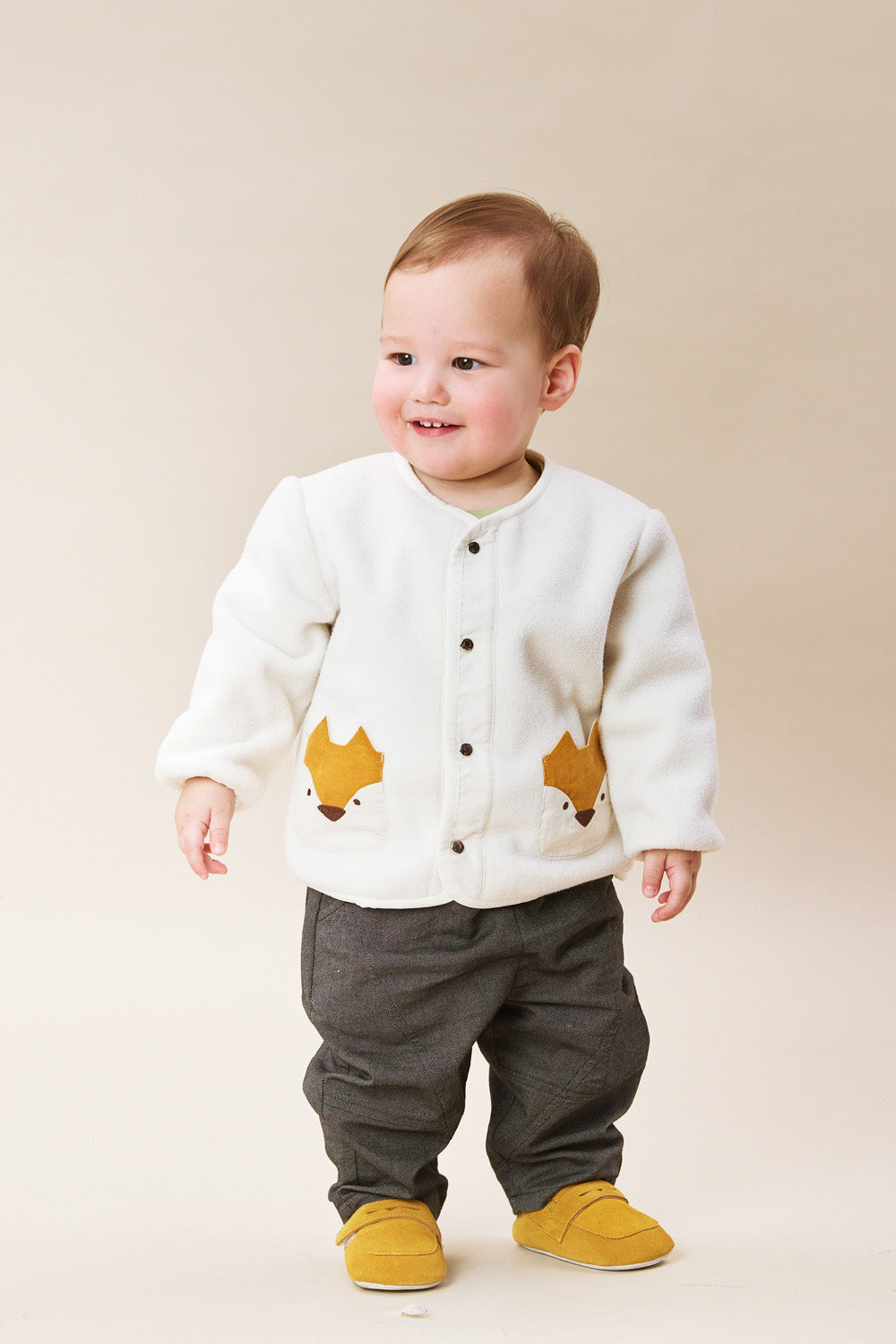 【予約商品】Luxuryコレクション:Little Fox Wanderer ノーカラー スナップボタン キツネポケット長袖ジャケット