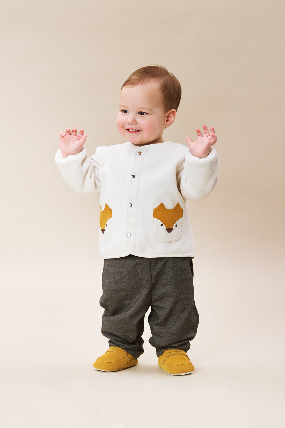 【予約商品】Luxuryコレクション:Little Fox Wanderer ノーカラー スナップボタン キツネポケット長袖ジャケット