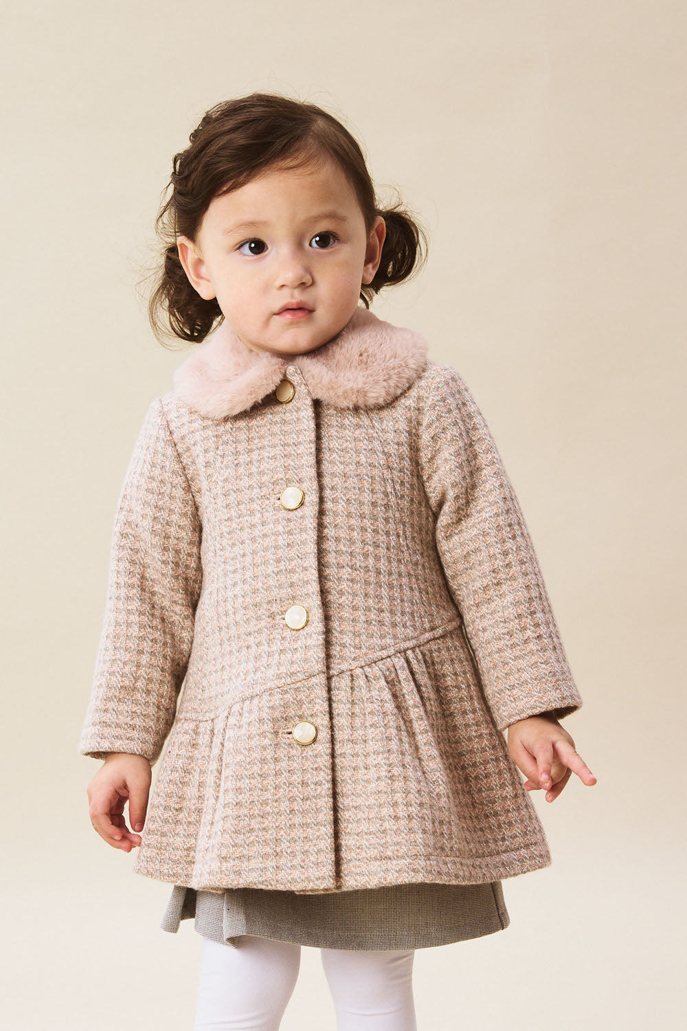 【予約商品】Luxuryコレクション:Frankie ファーカラー付き ウール 長袖コート