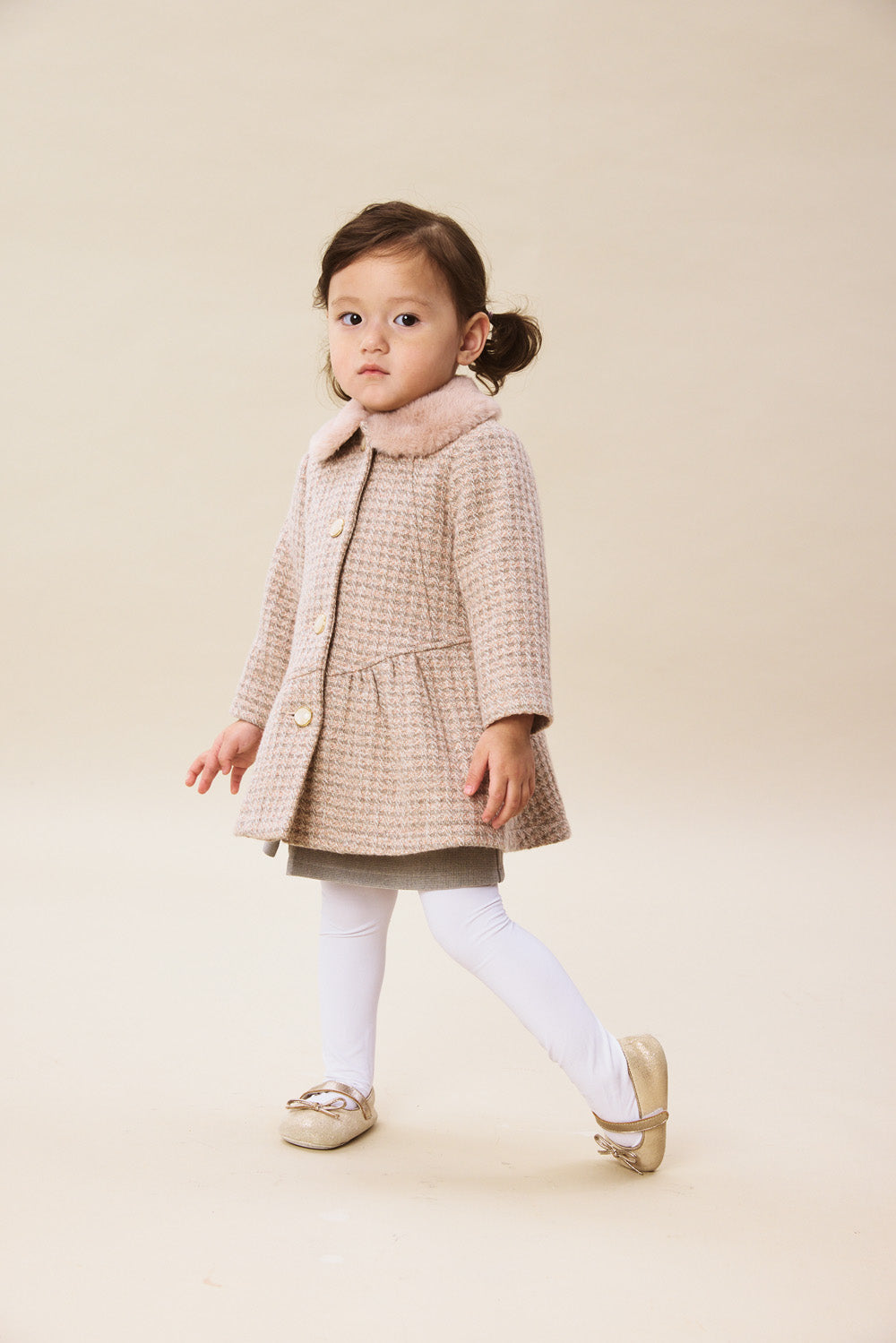 【予約商品】Luxuryコレクション:Frankie ファーカラー付き ウール 長袖コート