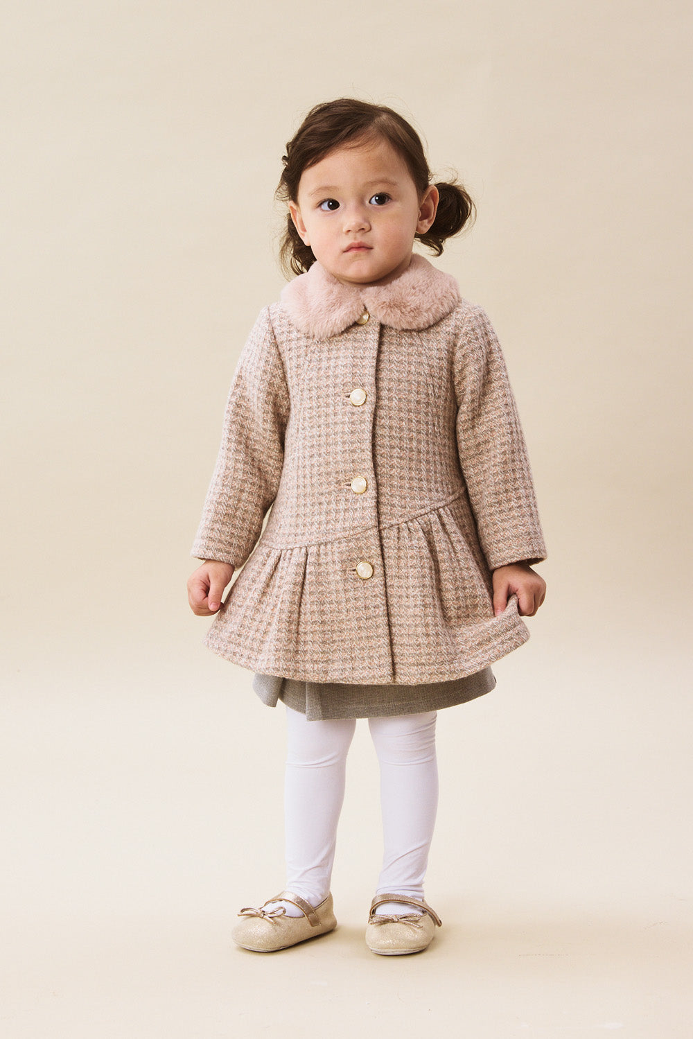 【予約商品】Luxuryコレクション:Frankie ファーカラー付き ウール 長袖コート