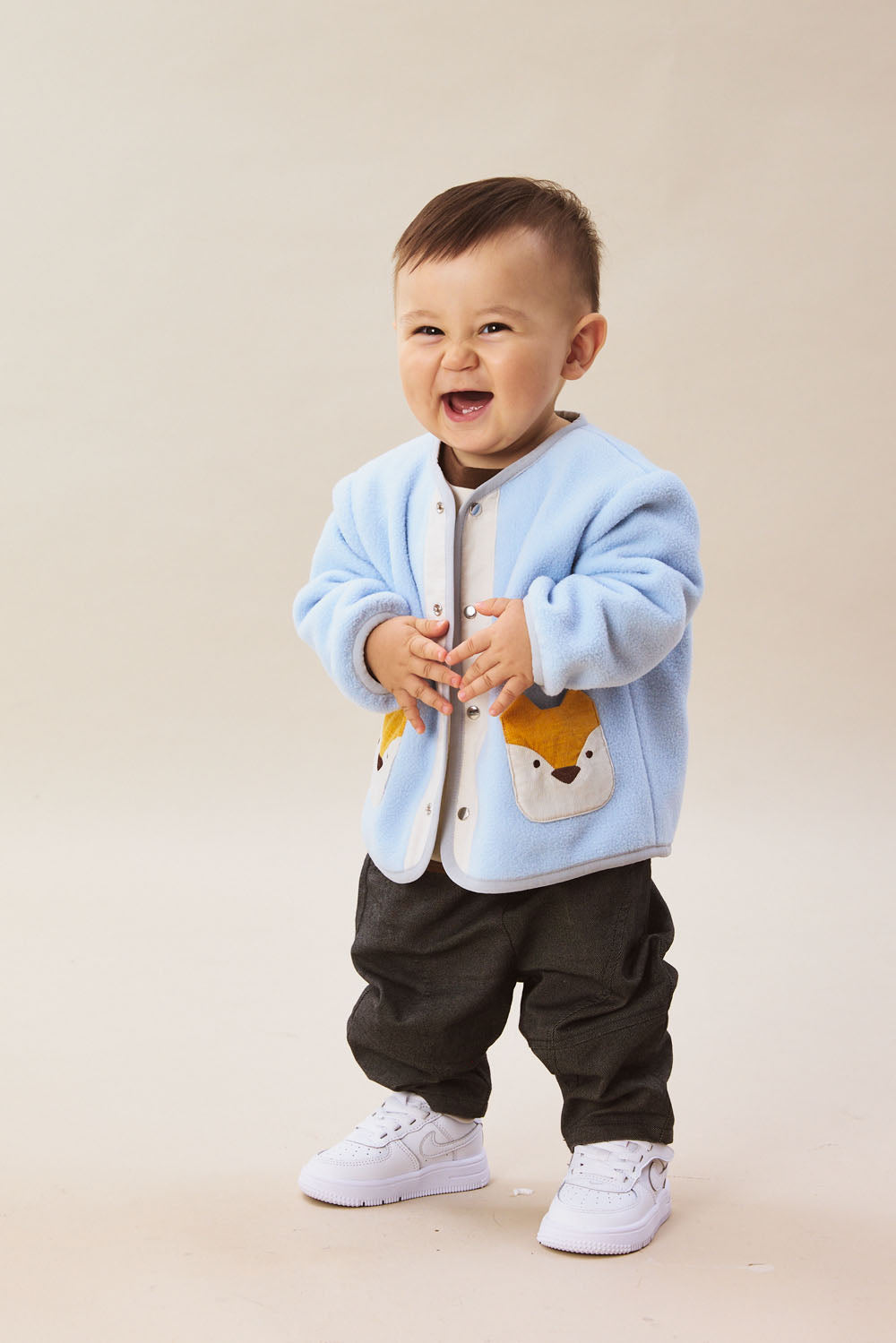 【予約商品】Luxuryコレクション:Little Fox Wanderer ノーカラー スナップボタン キツネポケット長袖ジャケット