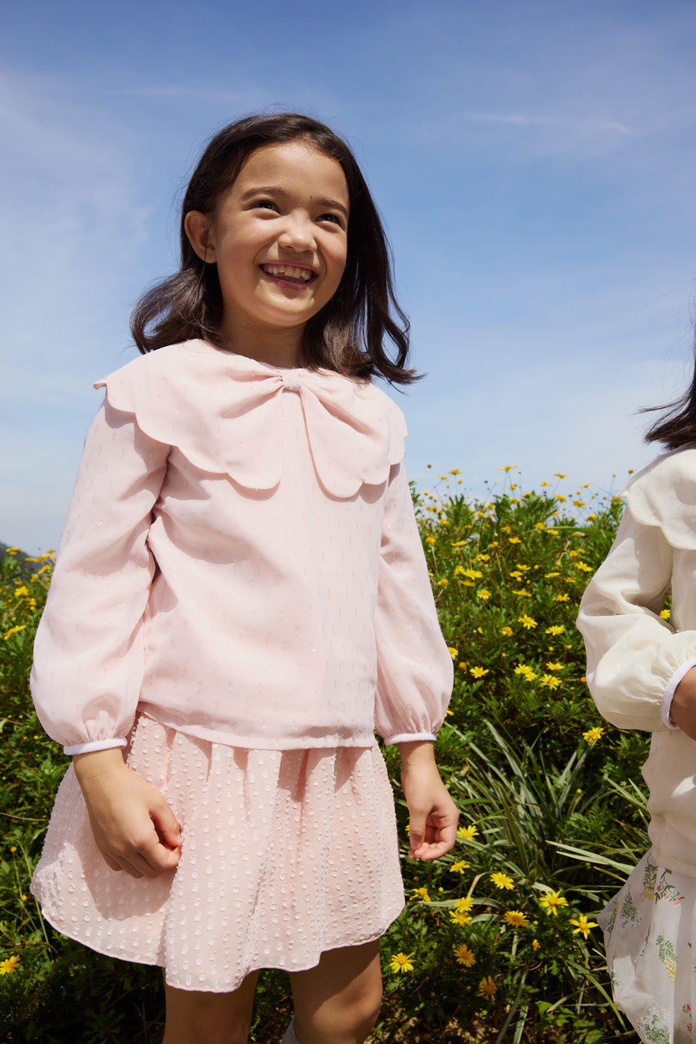 【予約商品】Luxuryコレクション:Winter Blossom ラメシフォン リボンカラー長袖ブラウス