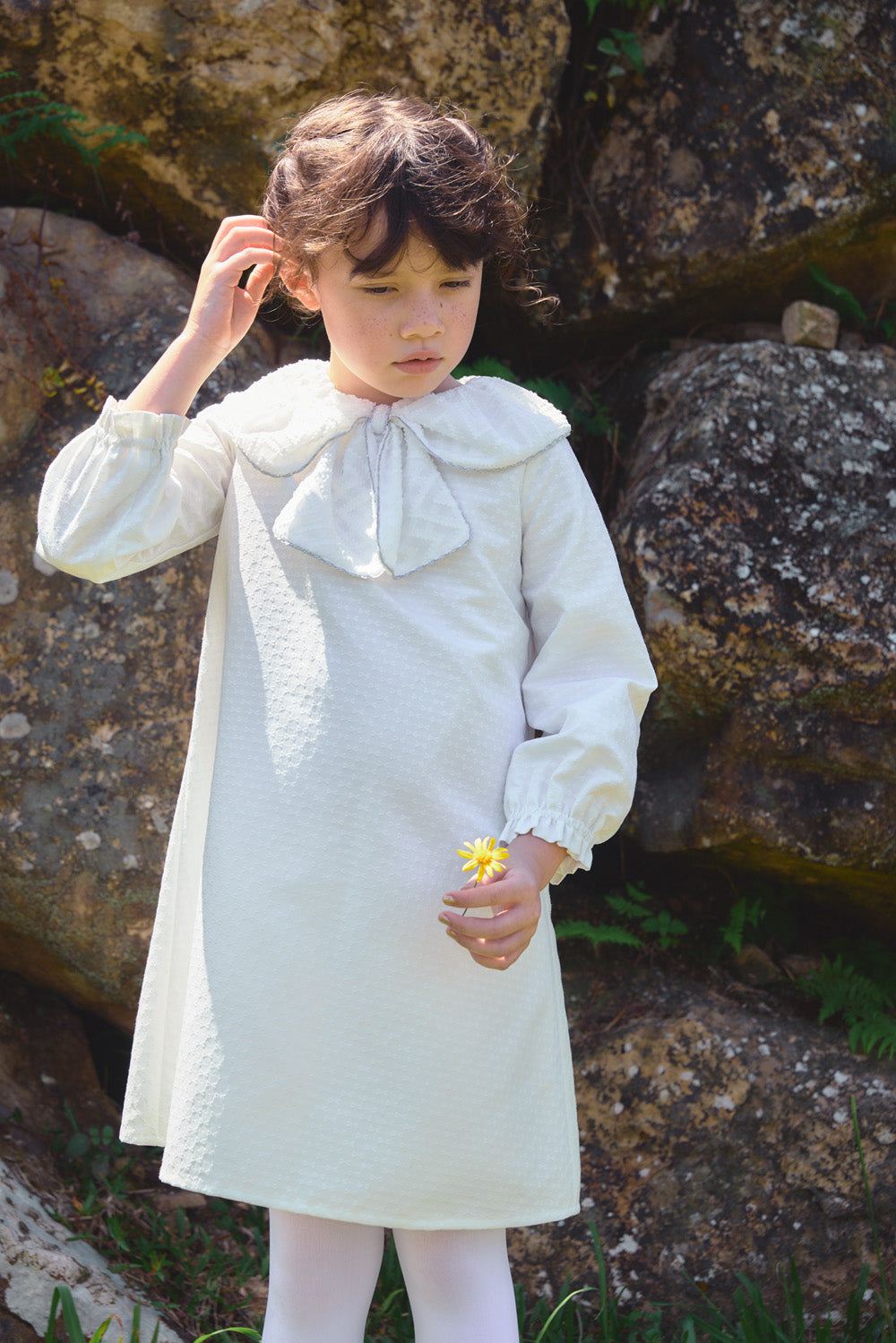【予約商品】Luxuryコレクション:Sylvie ジャガードリボンカラー長袖ワンピース
