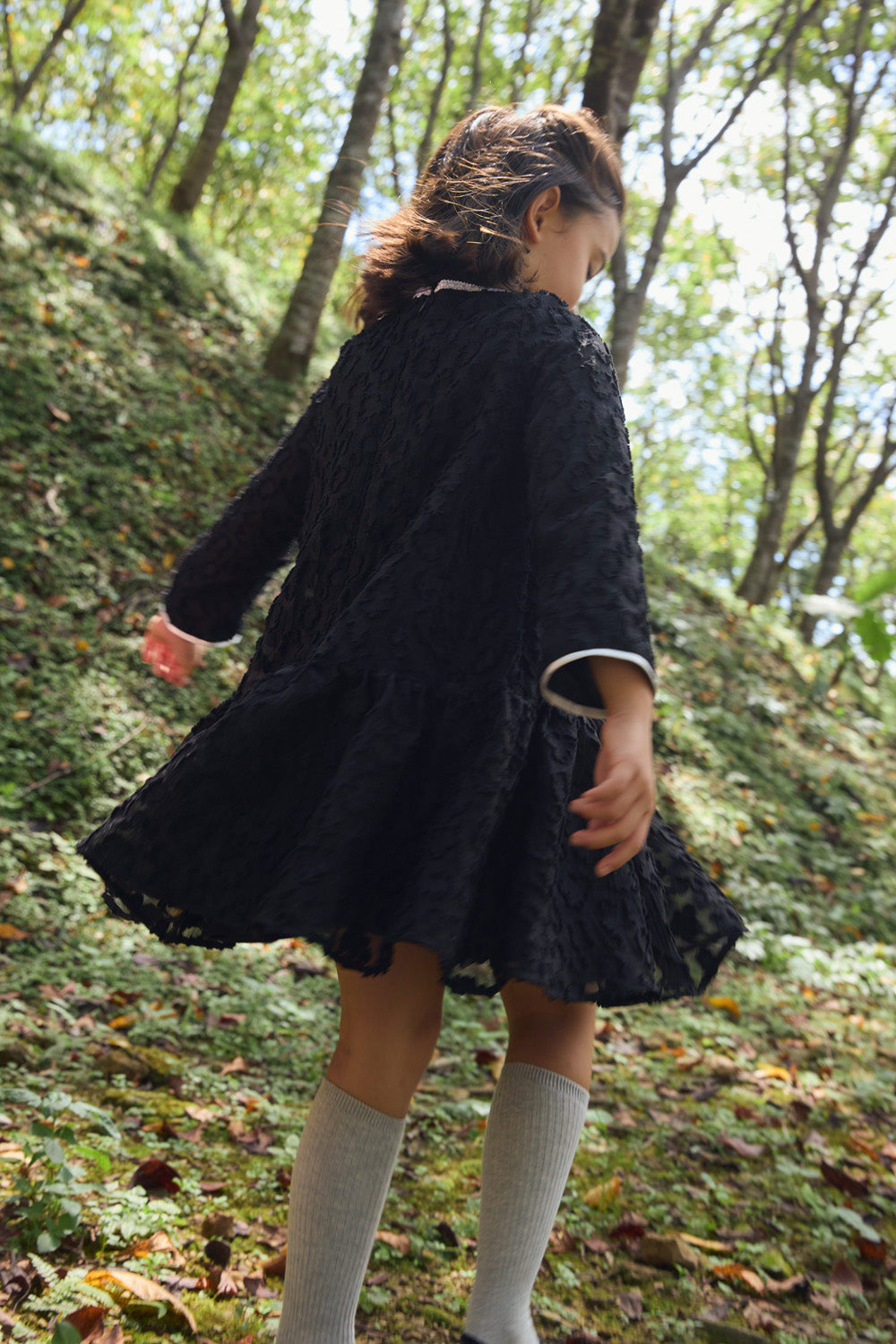 【予約商品】Luxuryコレクション:Daisy Cloud クラウドジャガード ラッフル長袖ワンピース