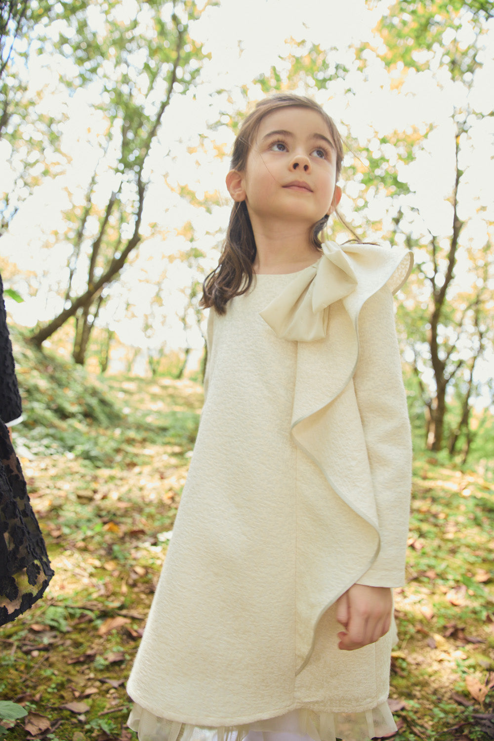 【予約商品】Luxuryコレクション:Opal ラメグリッター リボン ラッフルオーガンジー長袖ワンピース