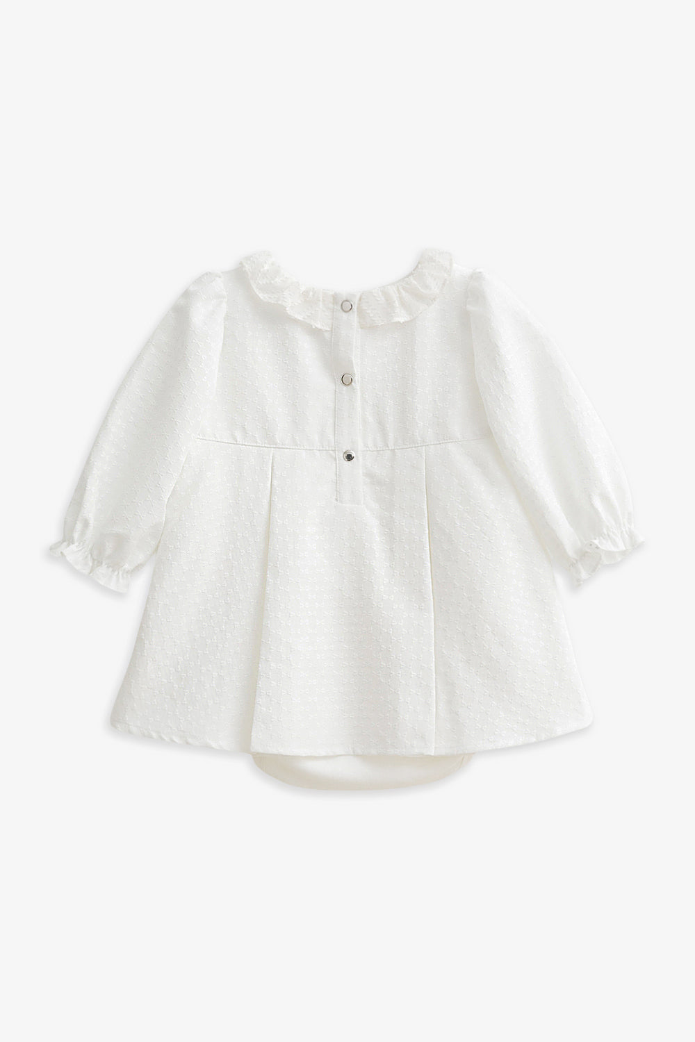 【予約商品】Luxuryコレクション:Rosalie リボン柄ジャカード フリルカラー ボックスプリーツ ドレスロンパース