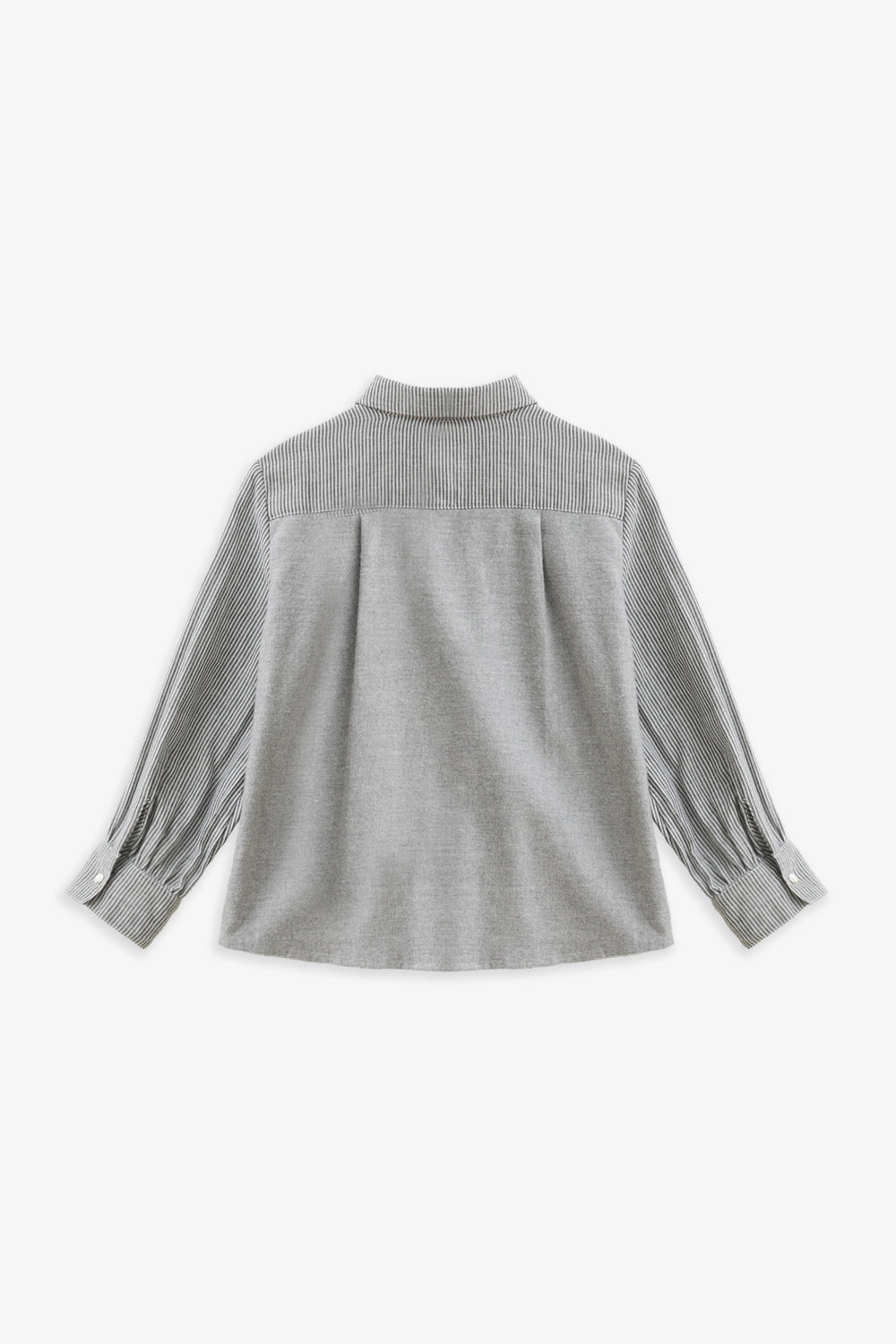 【予約商品】Mainコレクション:Edmund オーガニックコットン ストライプ切り替え長袖シャツ