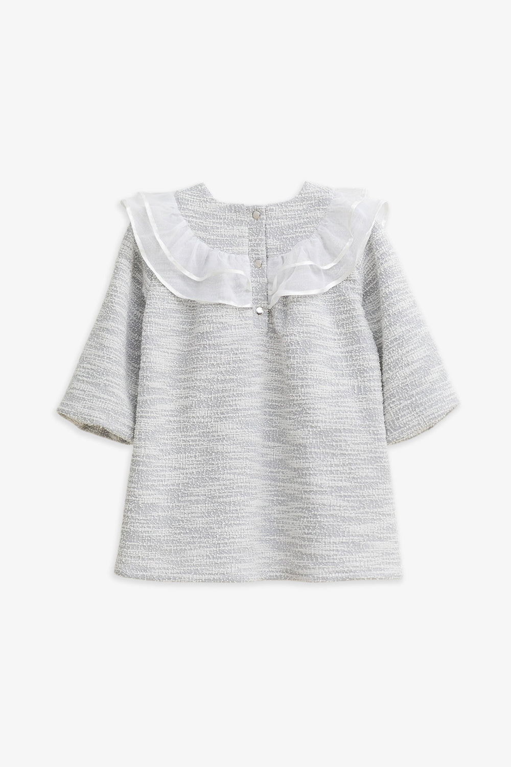 【予約商品】Luxuryコレクション:Beatrice ツイード ダブルフリルカラー長袖ワンピース
