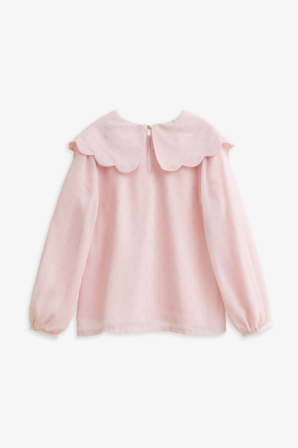 【予約商品】Luxuryコレクション:Winter Blossom ラメシフォン リボンカラー長袖ブラウス