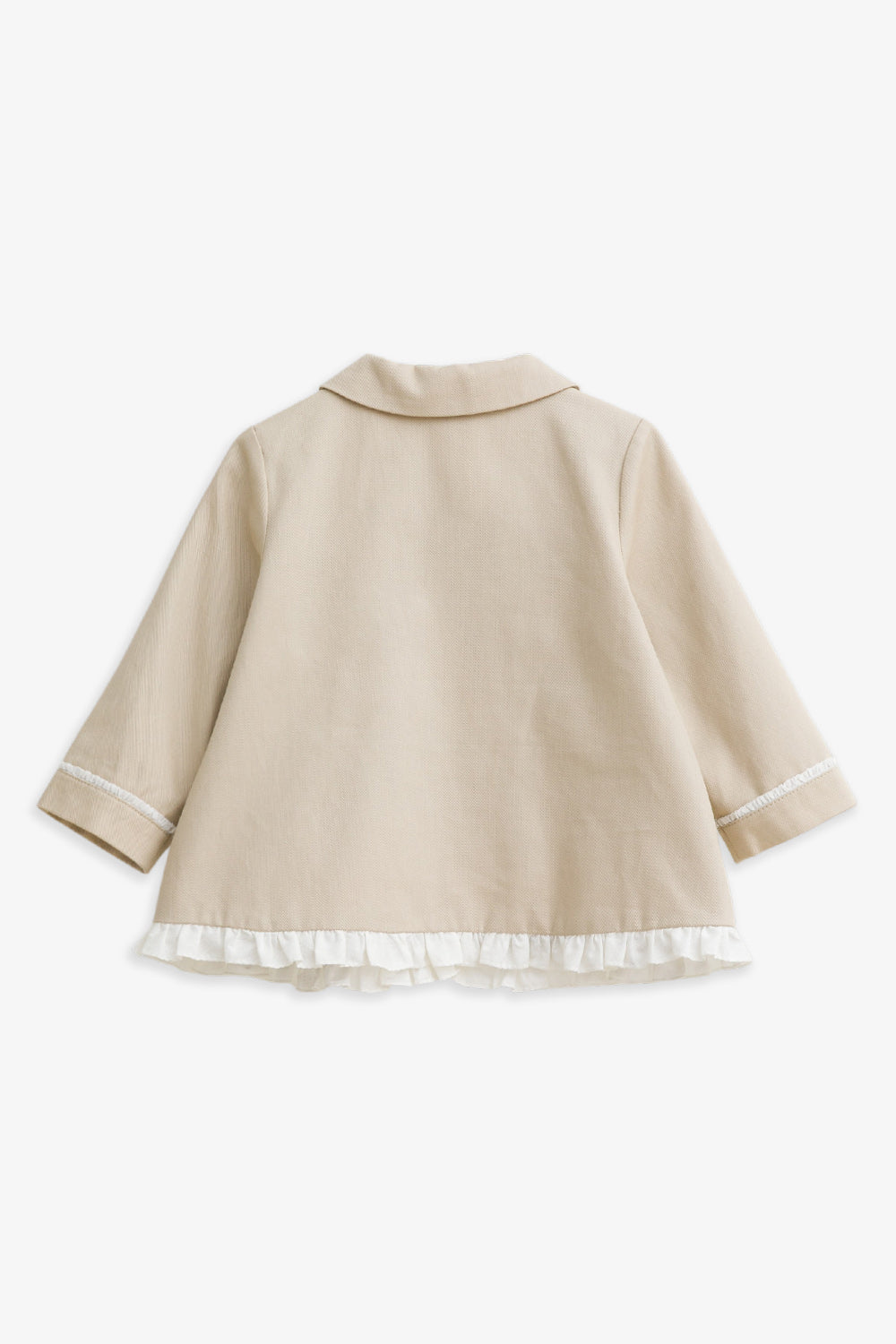 【予約商品】Mainコレクション:Elsie ラウンドカラー フリル切替 オーガニックコットン長袖ジャケット