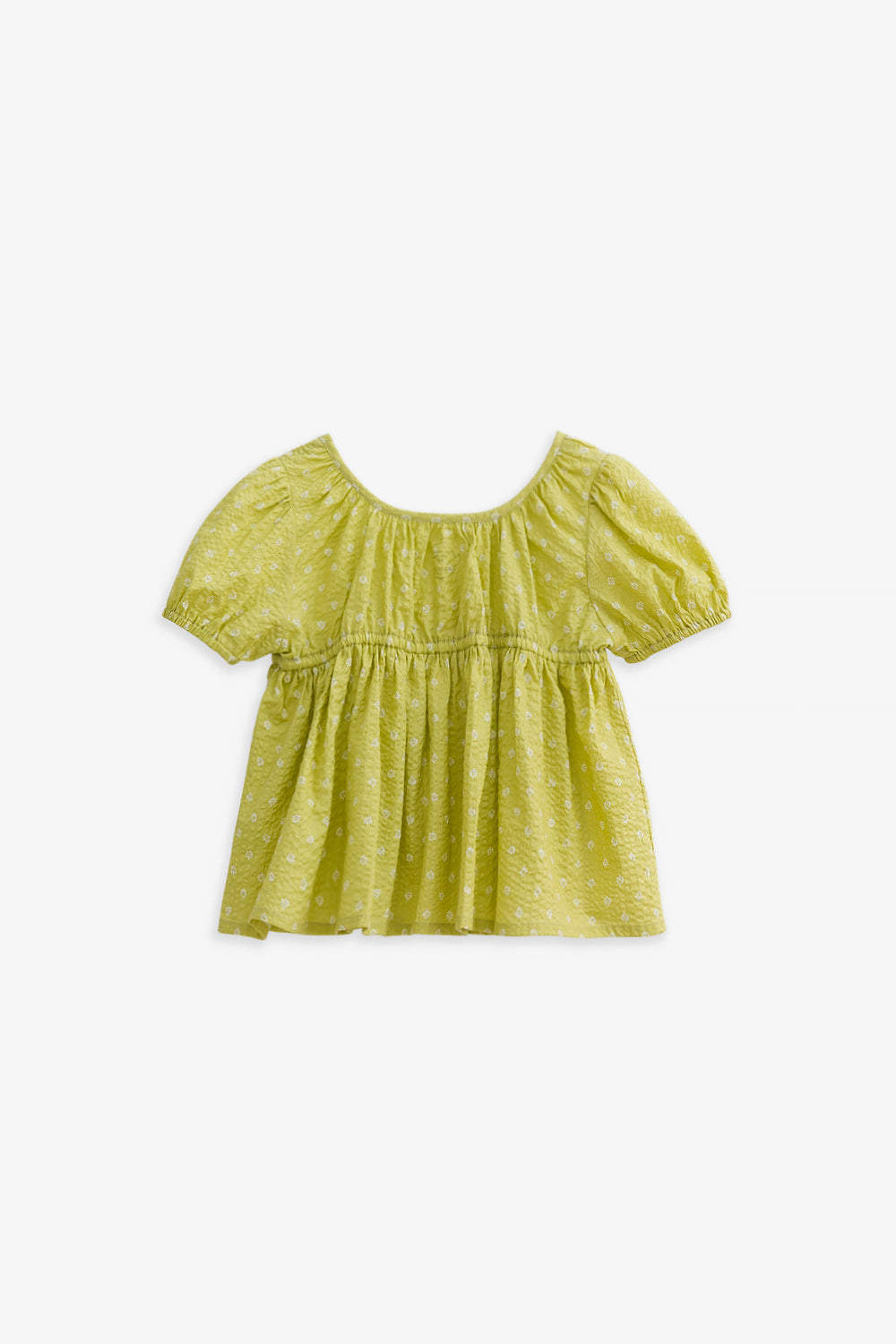 【予約商品】Luxury コレクション: Floral リップル生地パフスリーブトップス