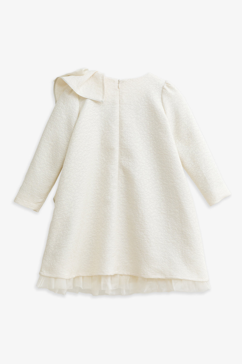 【予約商品】Luxuryコレクション:Opal ラメグリッター リボン ラッフルオーガンジー長袖ワンピース