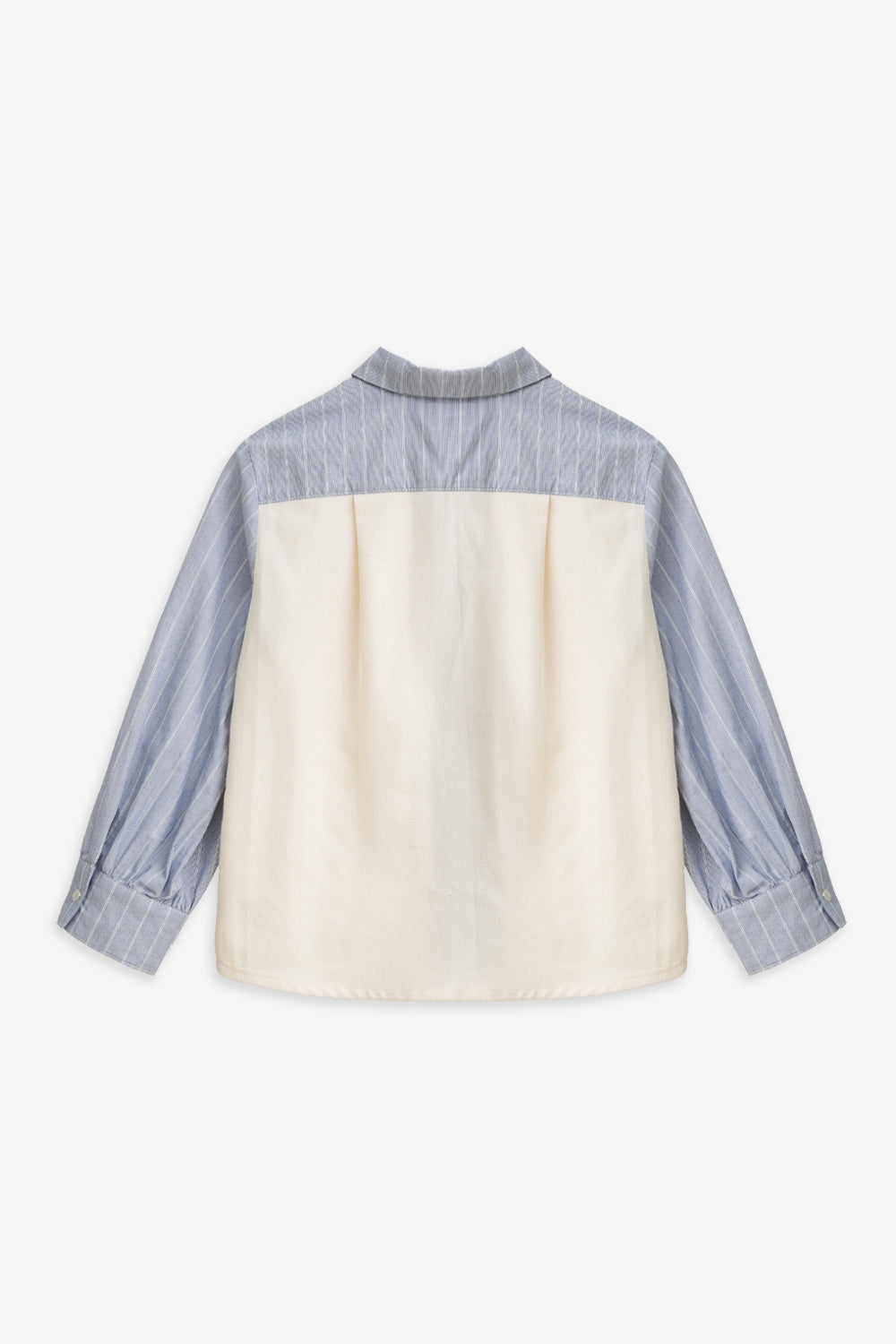 【予約商品】Mainコレクション:Edmund オーガニックコットン ストライプ切り替え長袖シャツ