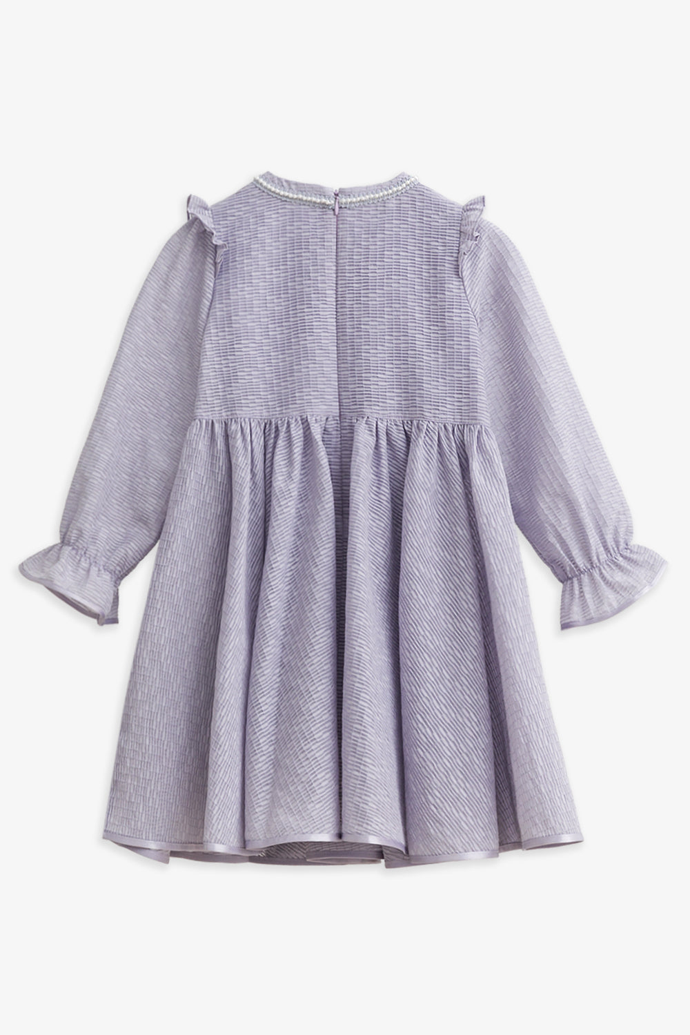 【予約商品】Luxuryコレクション:Elara パールテープ フレア長袖ワンピース