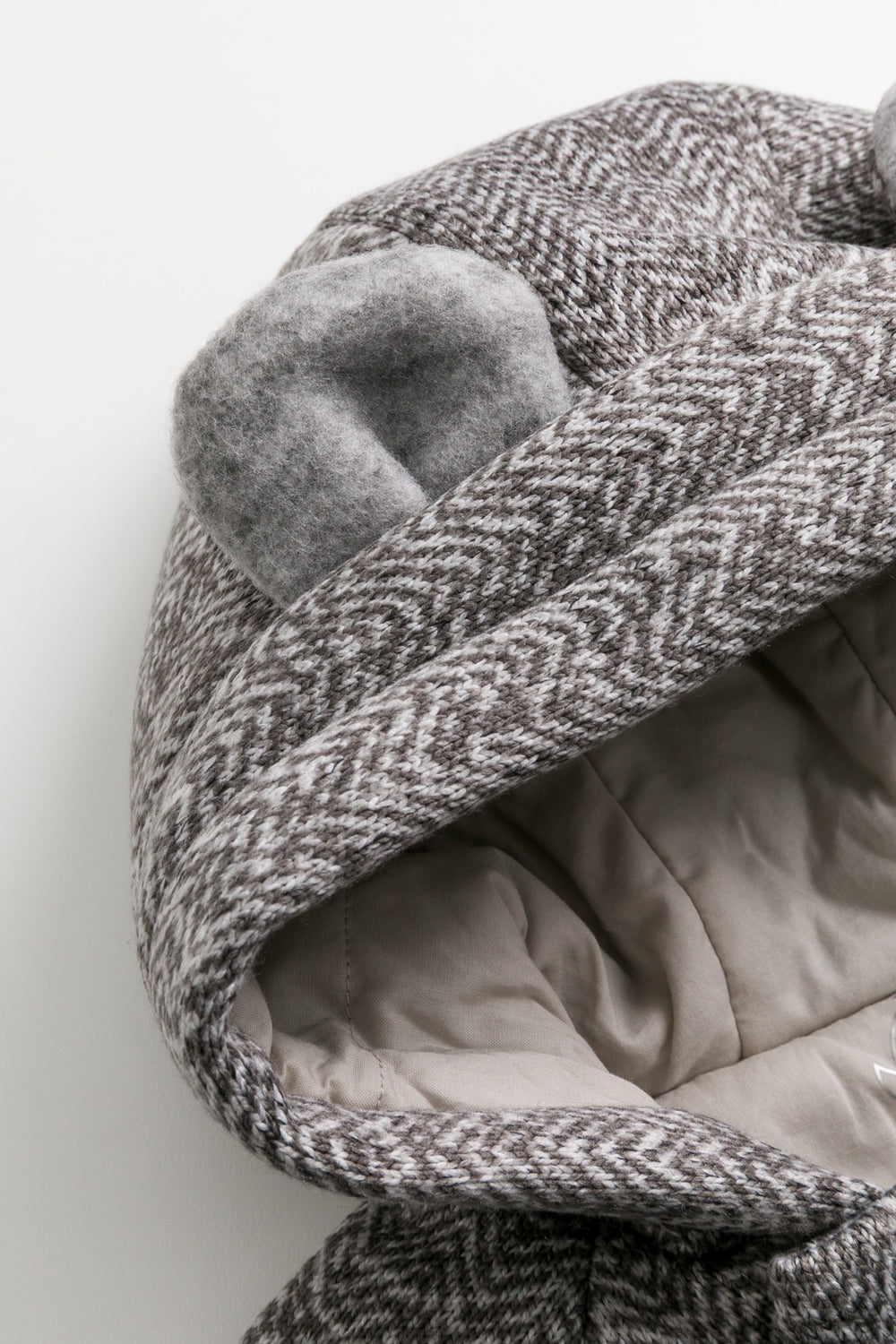 【予約商品】Luxuryコレクション:Bear Hug クマの耳 フーデッド ダブルジップ長袖カバーオール