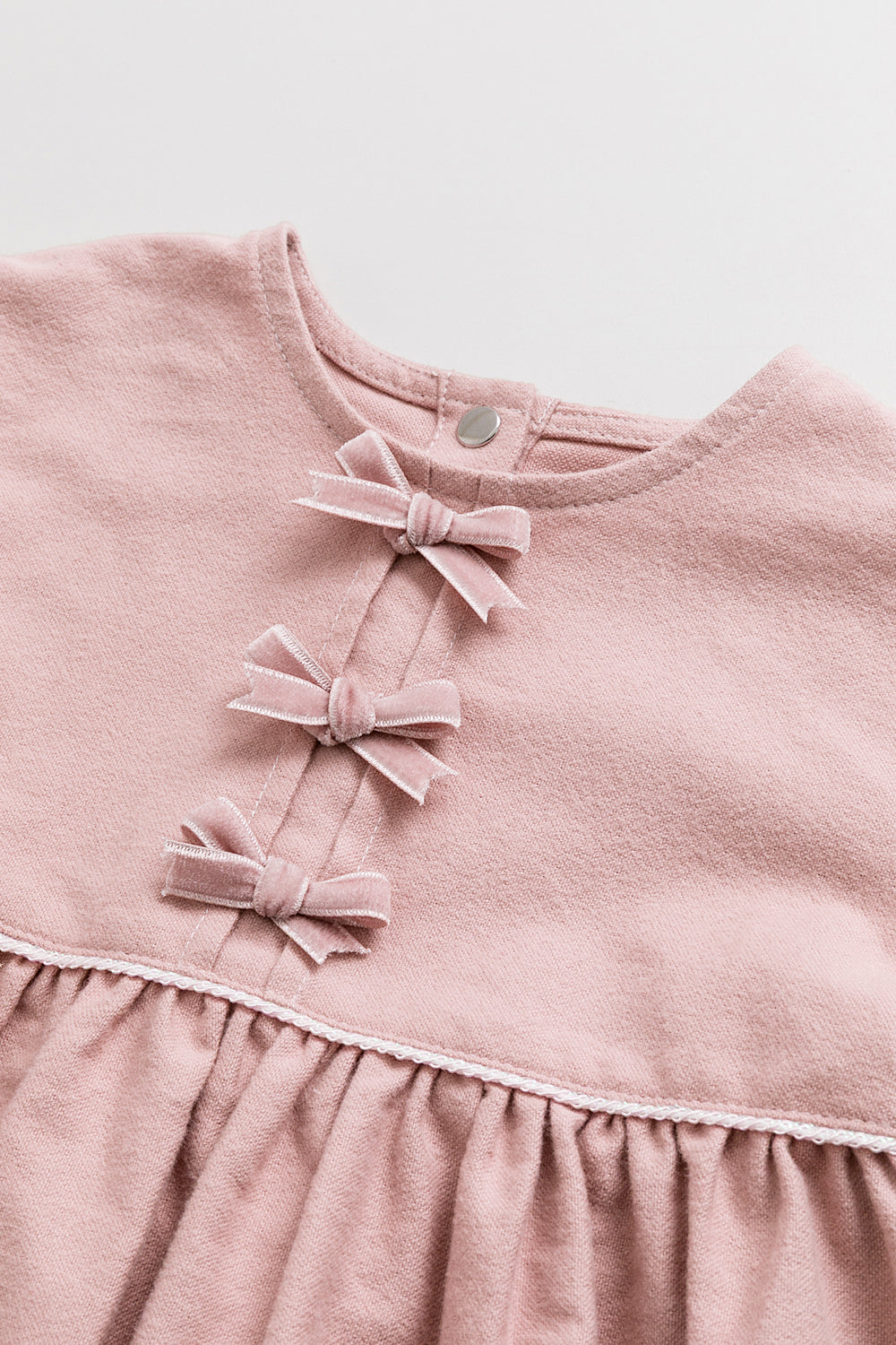 【予約商品】Mainコレクション:Cecilia ギャザーリボン オーガニックコットン長袖ワンピース