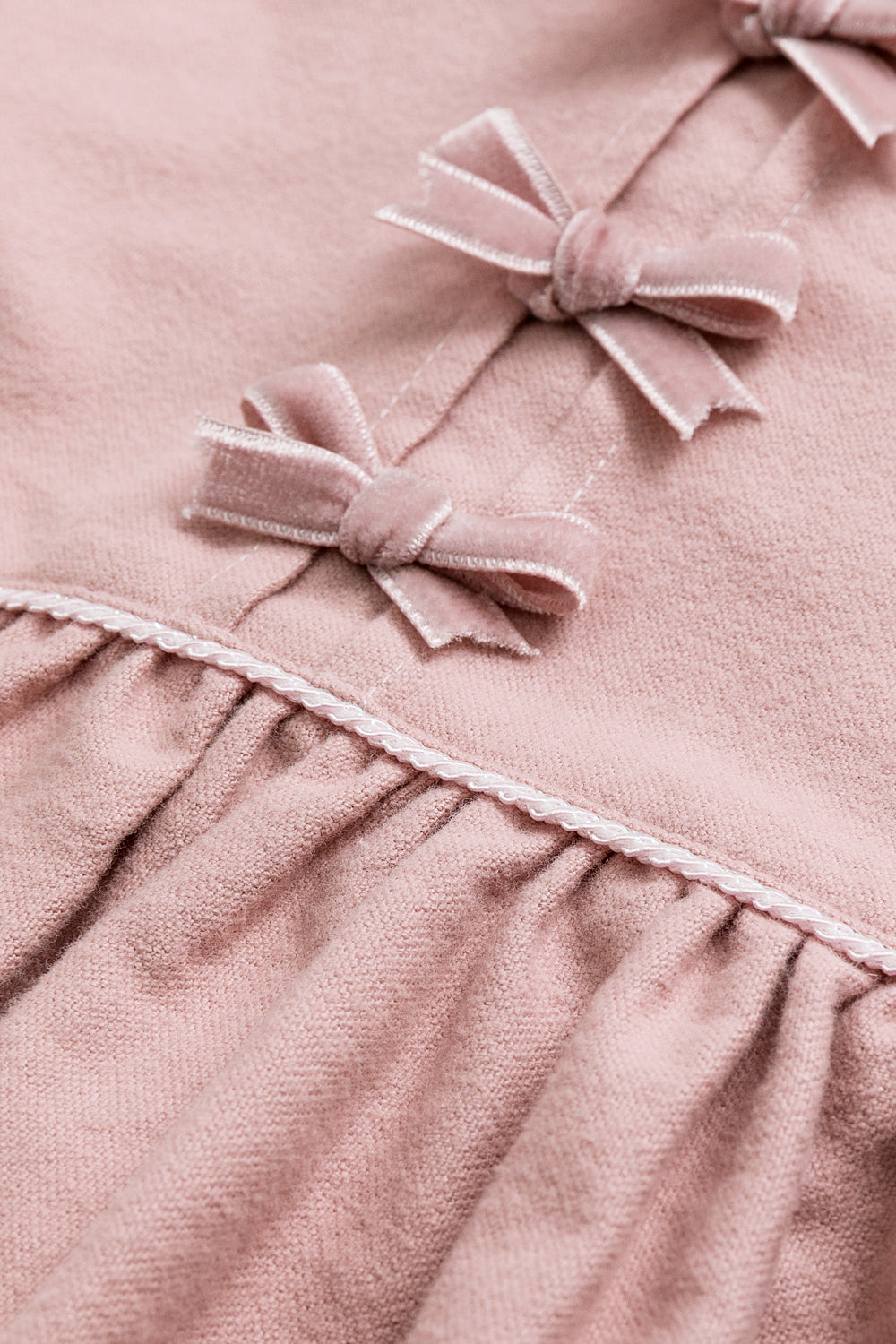 【予約商品】Mainコレクション:Cecilia ギャザーリボン オーガニックコットン長袖ワンピース