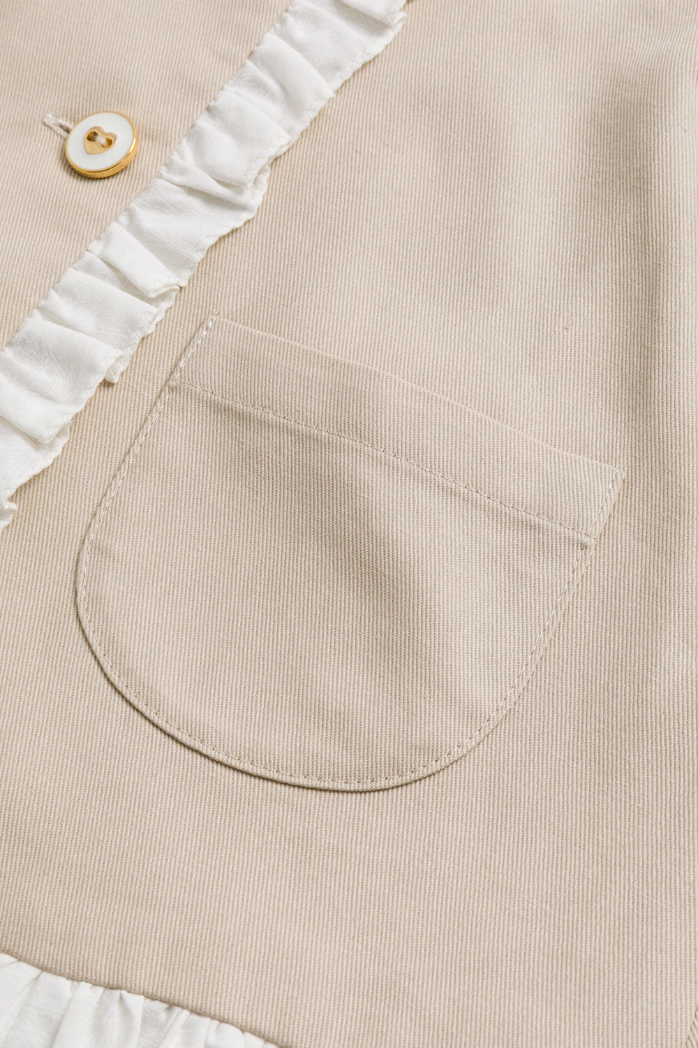 【予約商品】Mainコレクション:Elsie ラウンドカラー フリル切替 オーガニックコットン長袖ジャケット