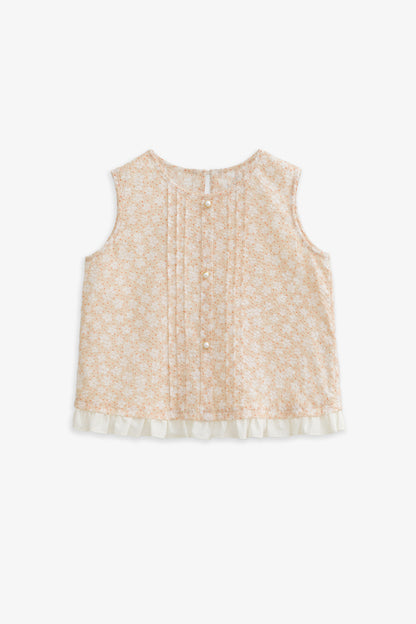 【予約商品】Luxury コレクション：Bloom ピンタックフロントノースリーブトップス