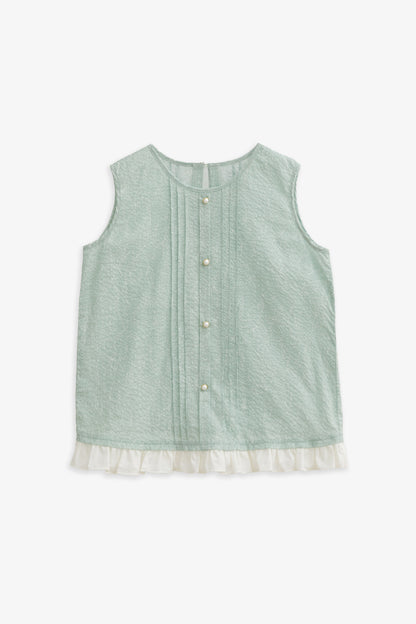 【予約商品】Luxury コレクション：Bloom ピンタックフロントノースリーブトップス