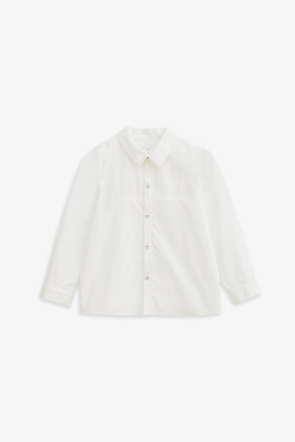 【予約商品】Main コレクション：Heirloom Pintuck ピンタックホワイト長袖シャツ