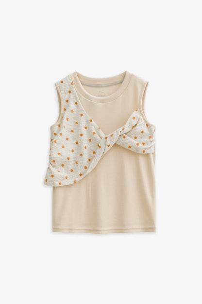 【予約商品】Luxury コレクション：Mini Fleur ツイストノースリーブトップス