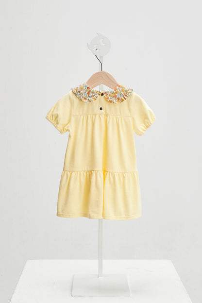 Main コレクション: Floral - フローラル フレンチ風花柄襟ケーキ型ワンピース