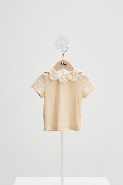 Main コレクション: Floral - フローラル フレンチ風花びら襟半袖トップス
